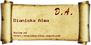 Dianiska Alma névjegykártya